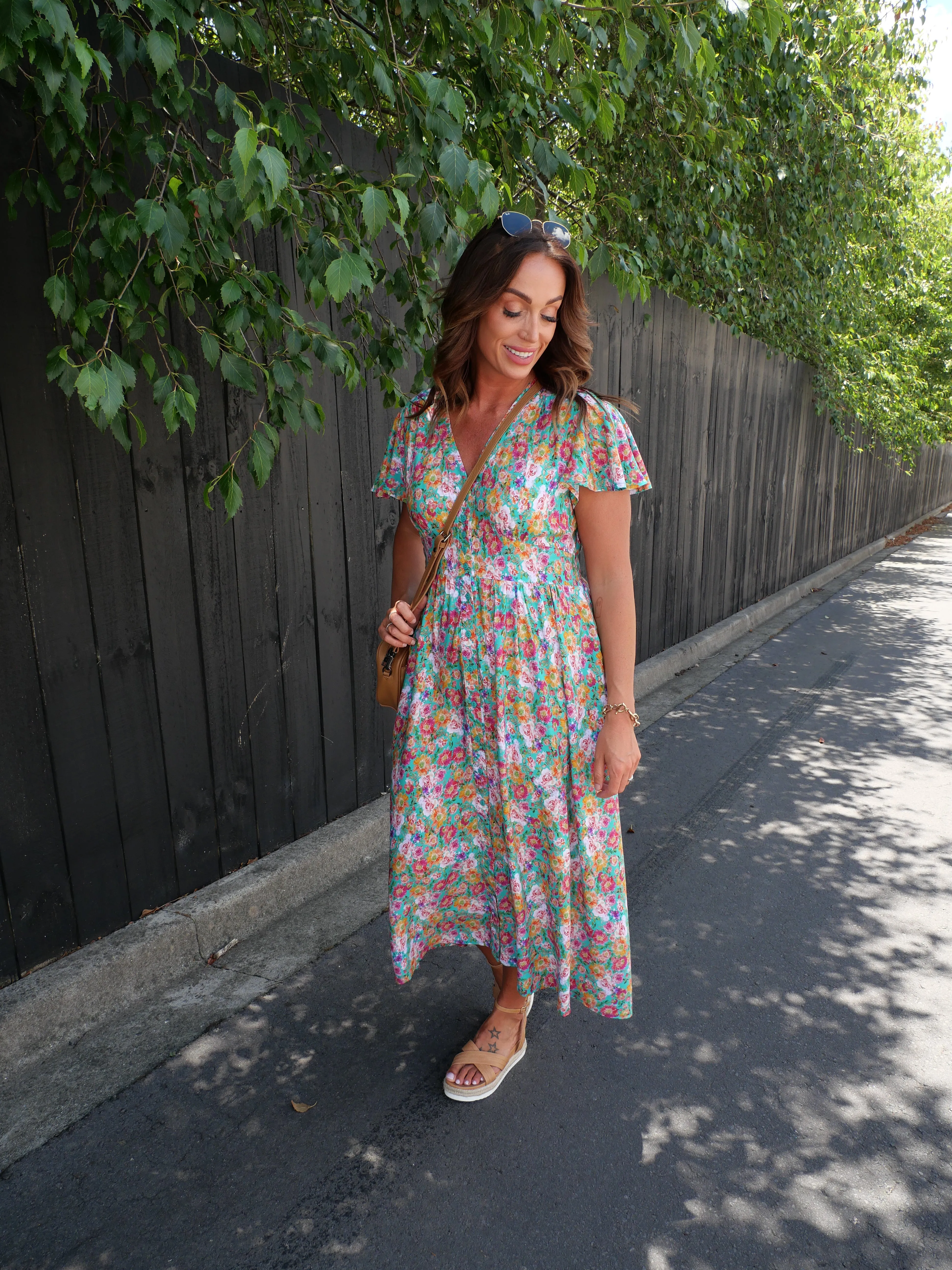 Sunday Boho Kayela Midi Dress Floral Green