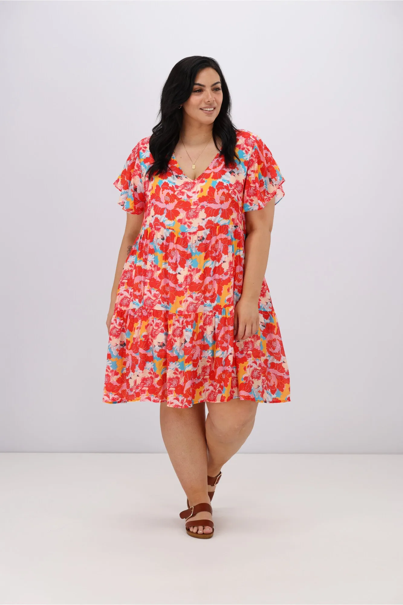 Sunday Boho Siren Dress Red Floral