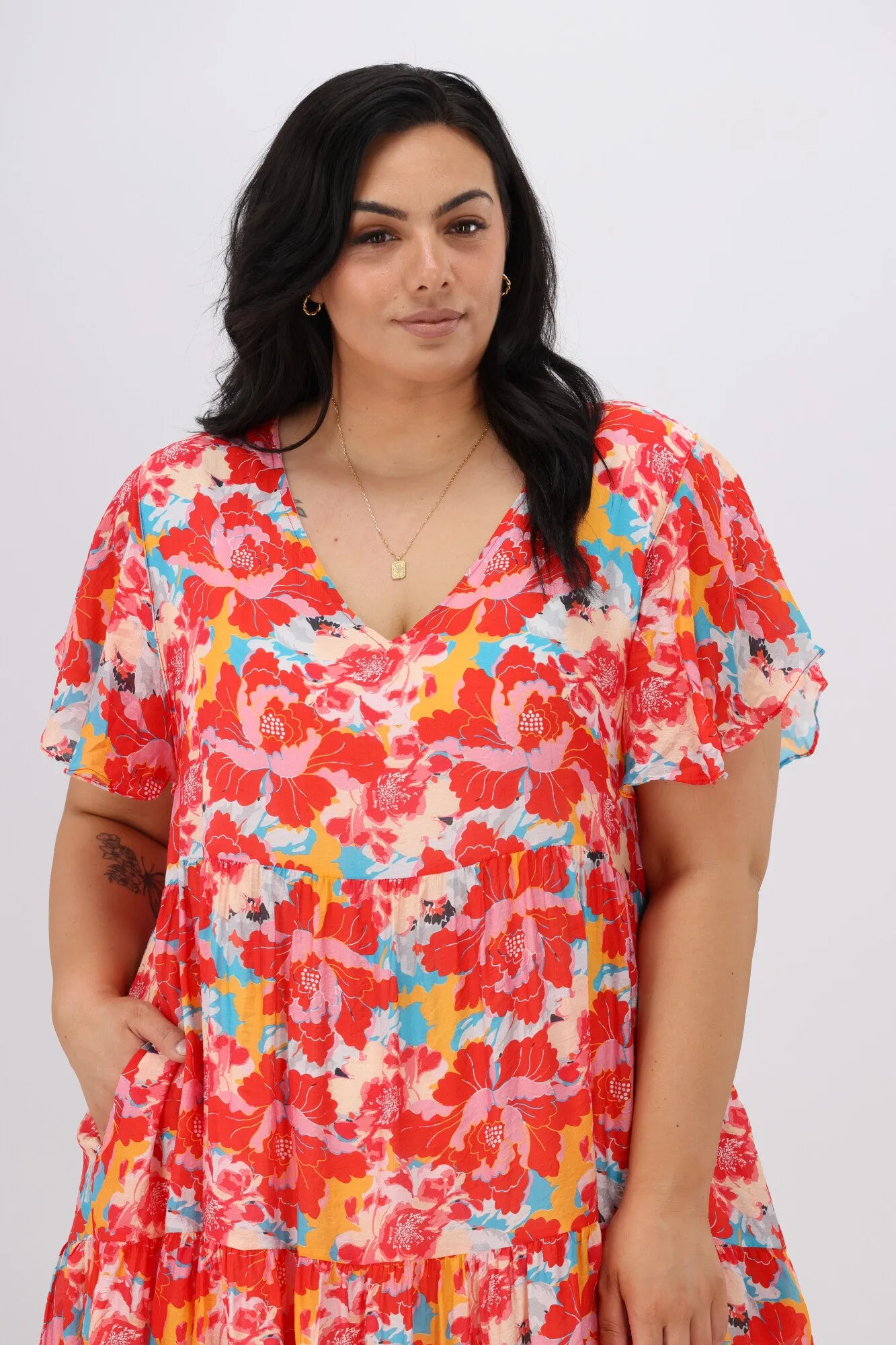 Sunday Boho Siren Dress Red Floral