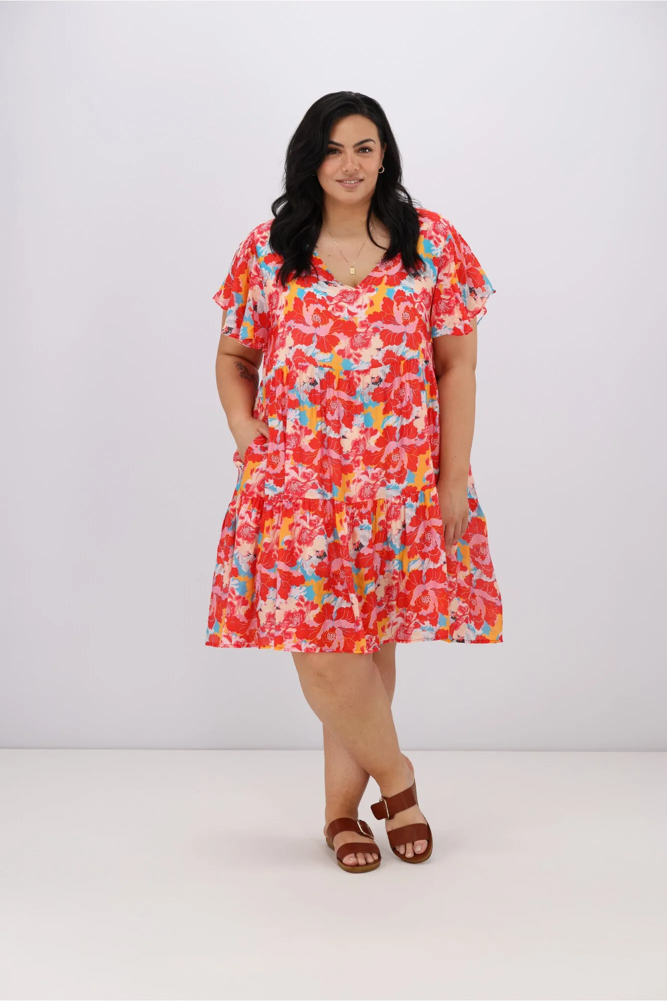 Sunday Boho Siren Dress Red Floral