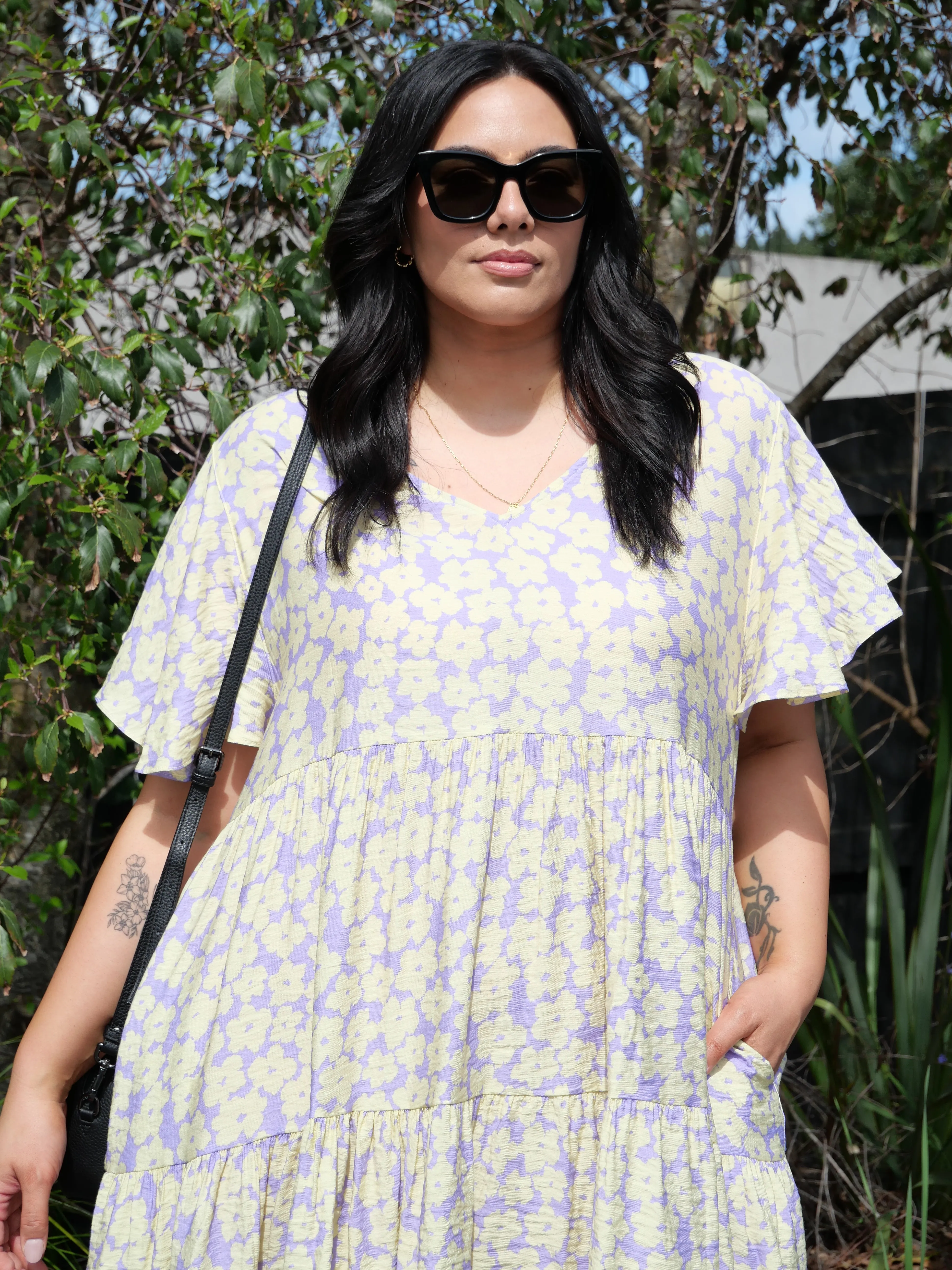 Sunday Boho Violet Dress Lilac Floral