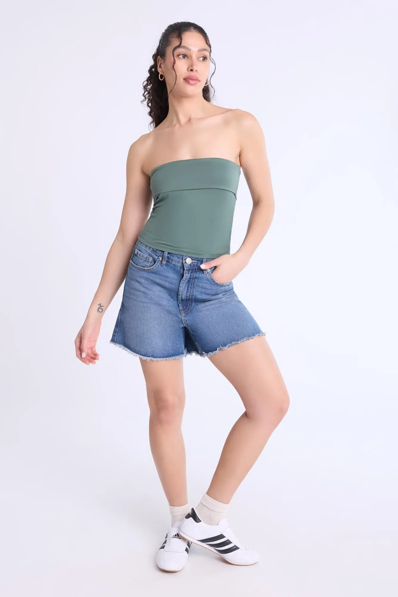 Super High Rise Comfort Waistband Baggy Denim Shorts