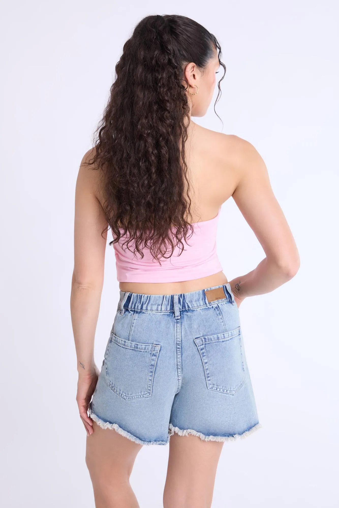 Super High Rise Comfort Waistband Baggy Denim Shorts