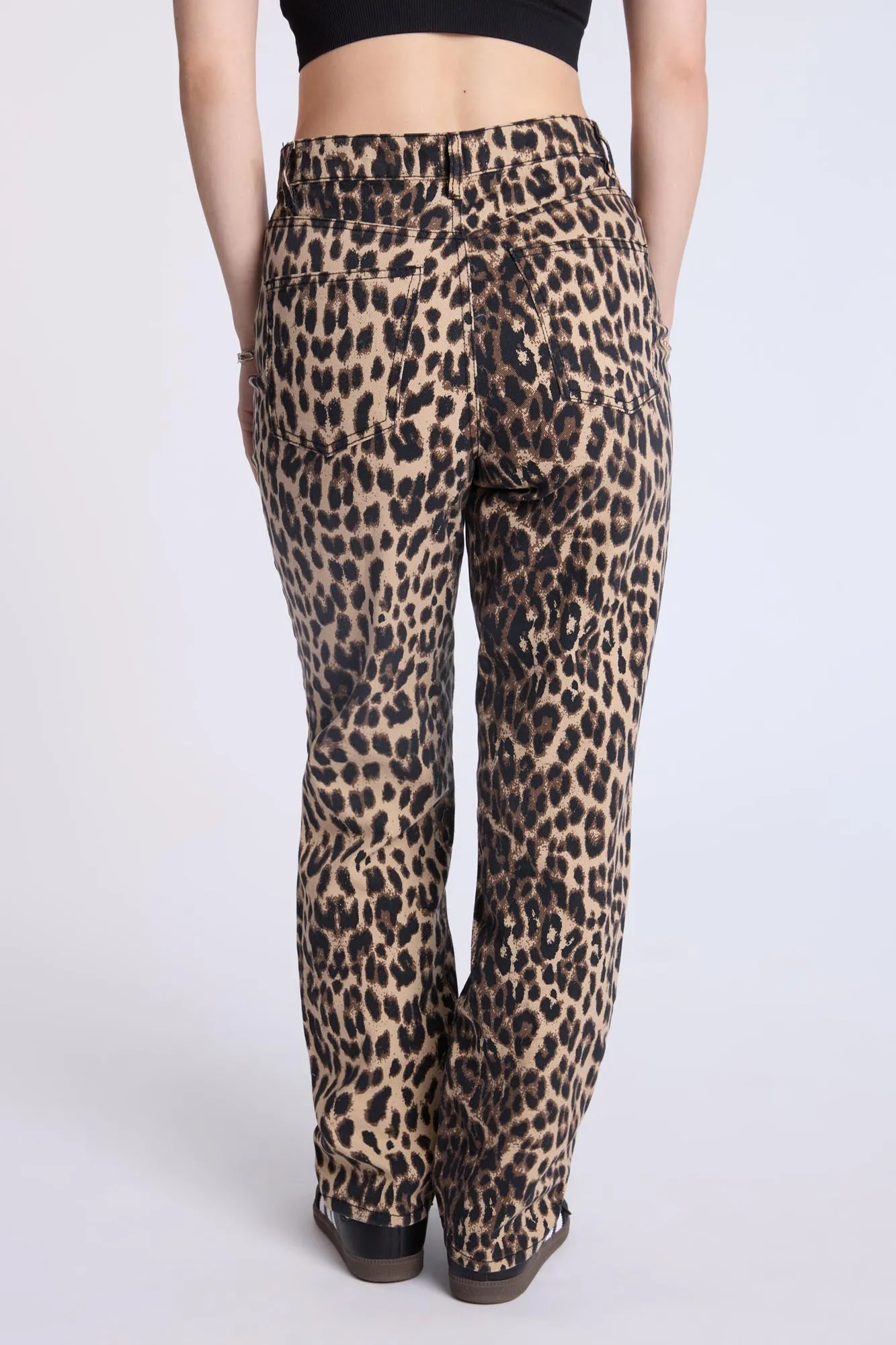 Super High Rise Leopard Baggy Jeans
