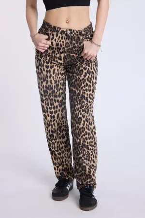 Super High Rise Leopard Baggy Jeans
