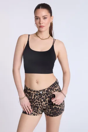 Super High Rise Leopard Relaxed Denim Shorts