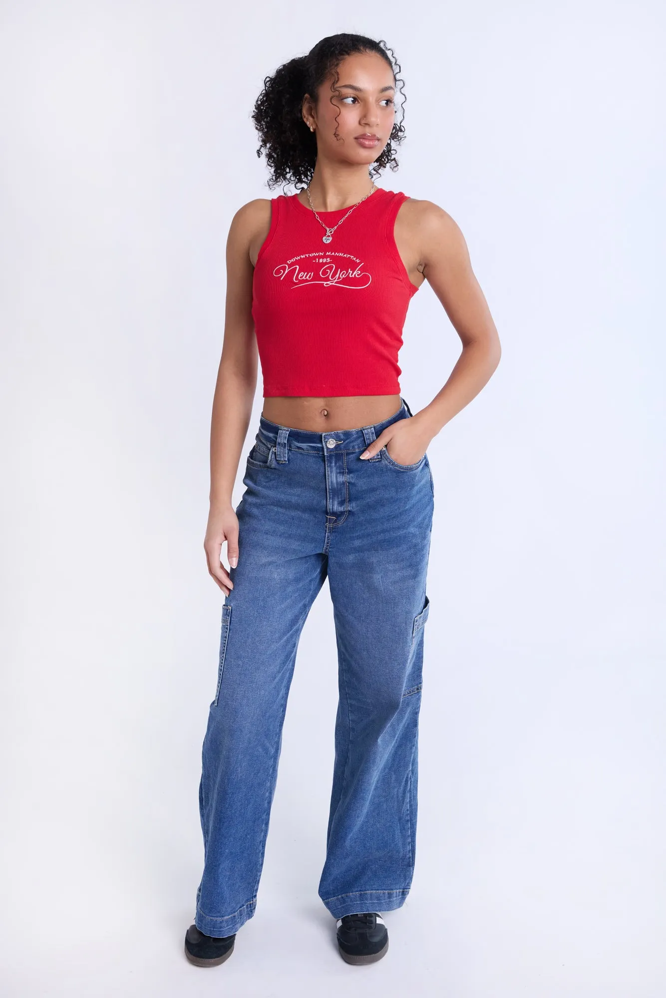 Super High Rise Wide Leg Cargo Jeans