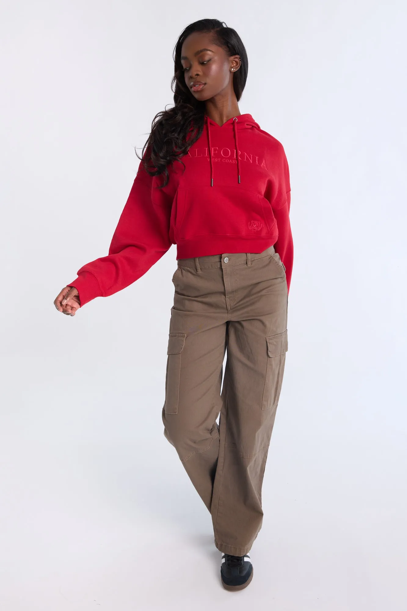Super High Rise Wide Leg Cargo Twill Pants