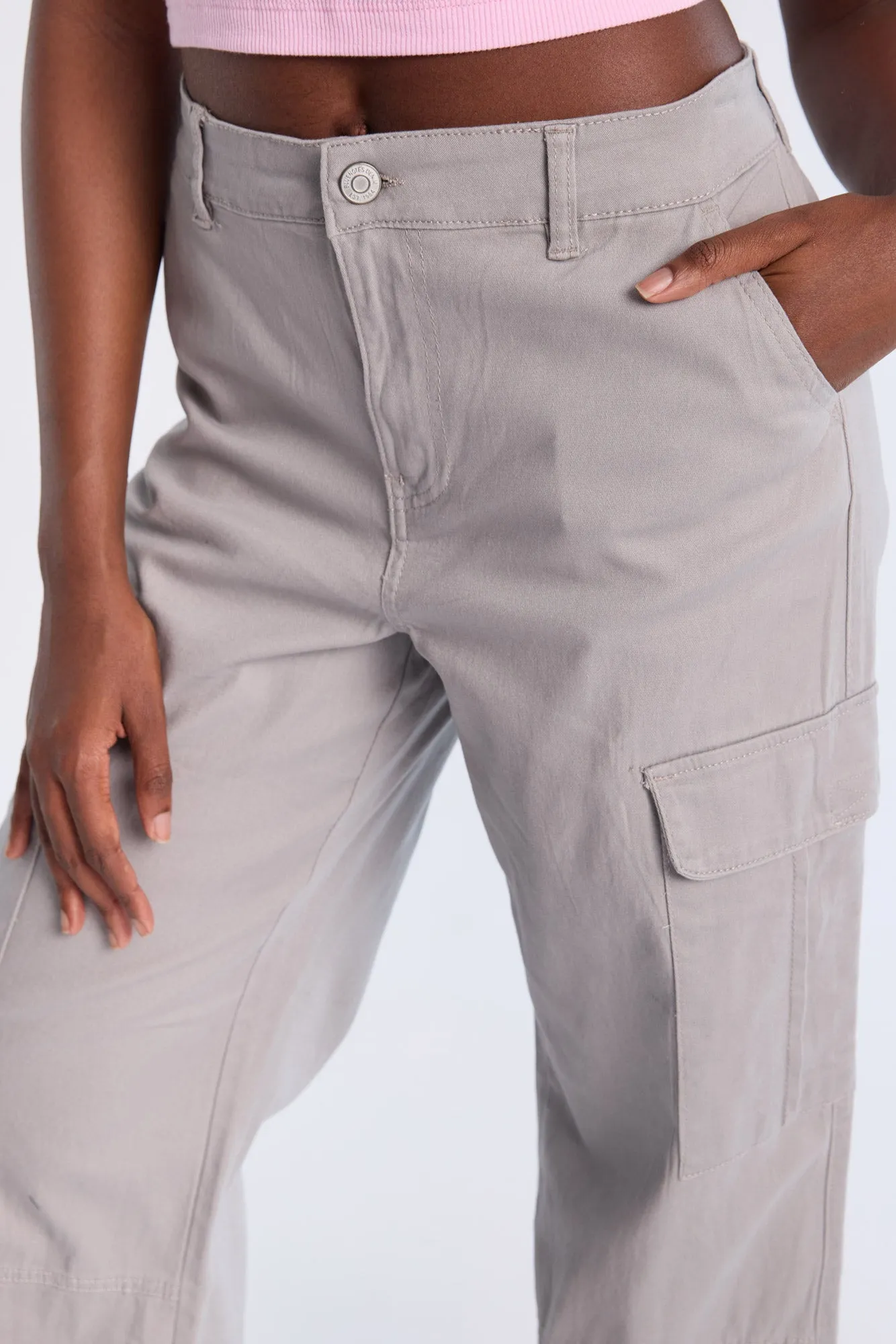 Super High Rise Wide Leg Cargo Twill Pants