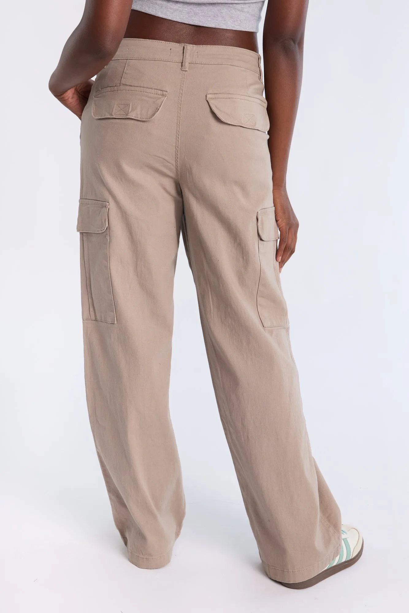 Super High Rise Wide Leg Cargo Twill Pants
