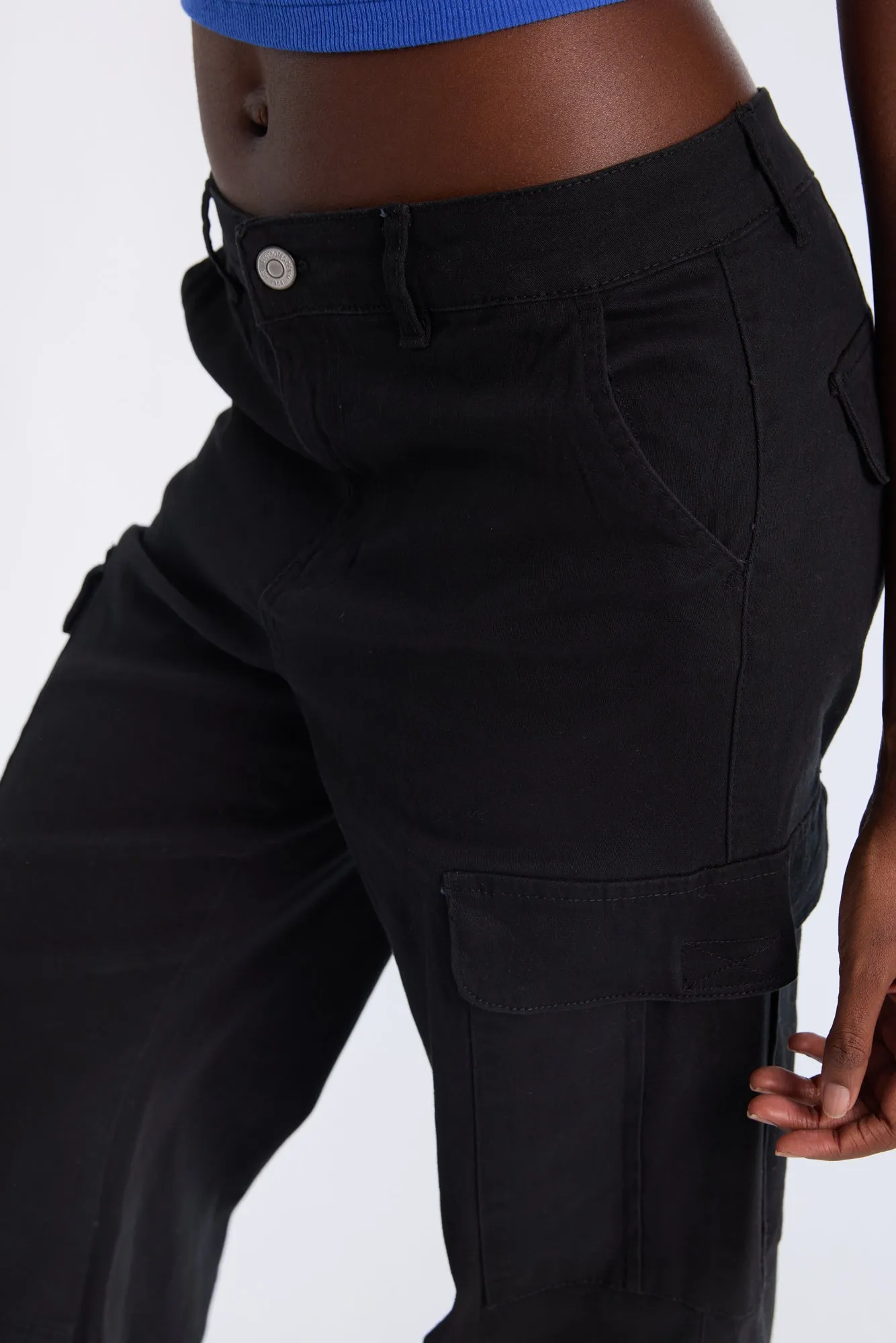 Super High Rise Wide Leg Cargo Twill Pants
