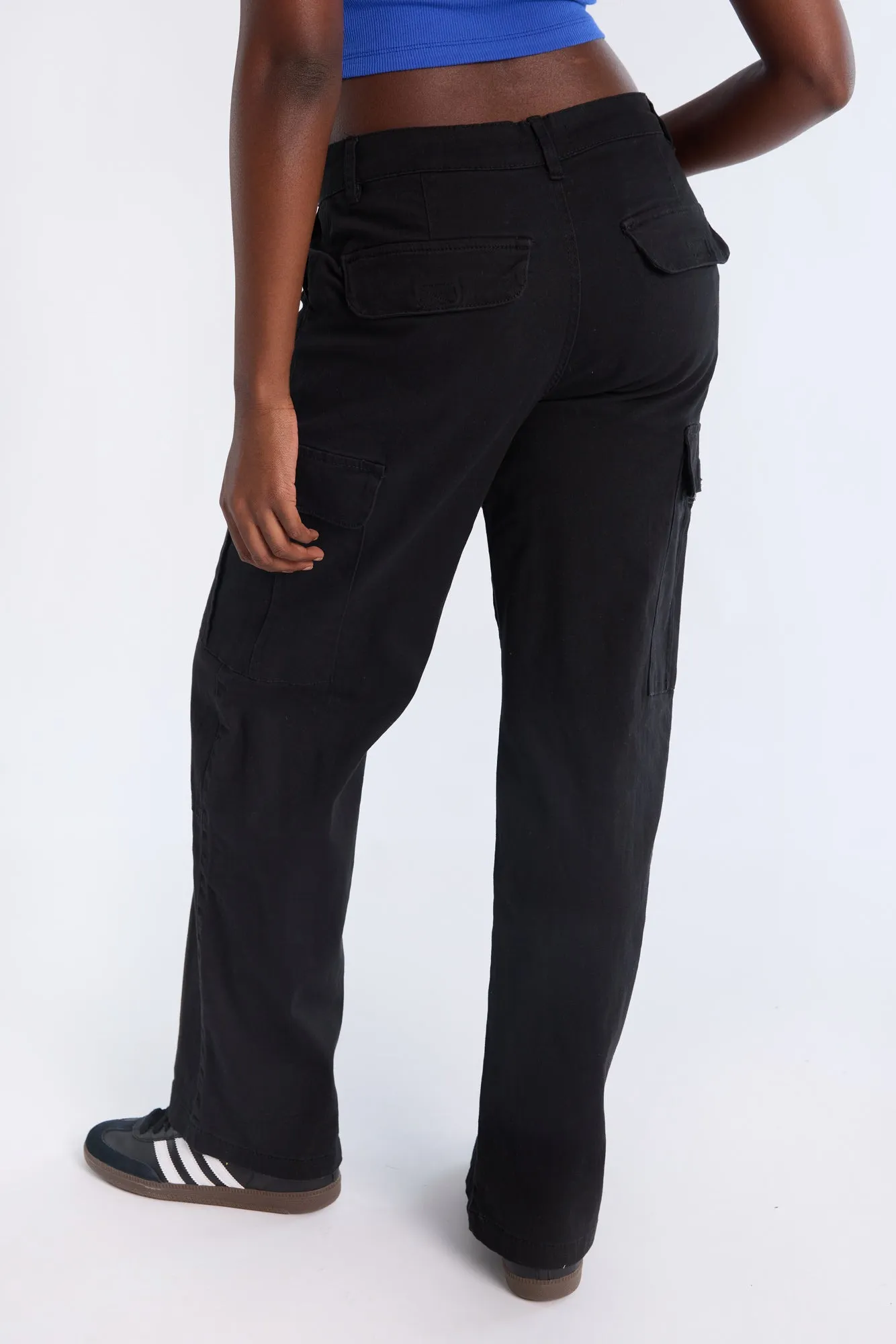 Super High Rise Wide Leg Cargo Twill Pants