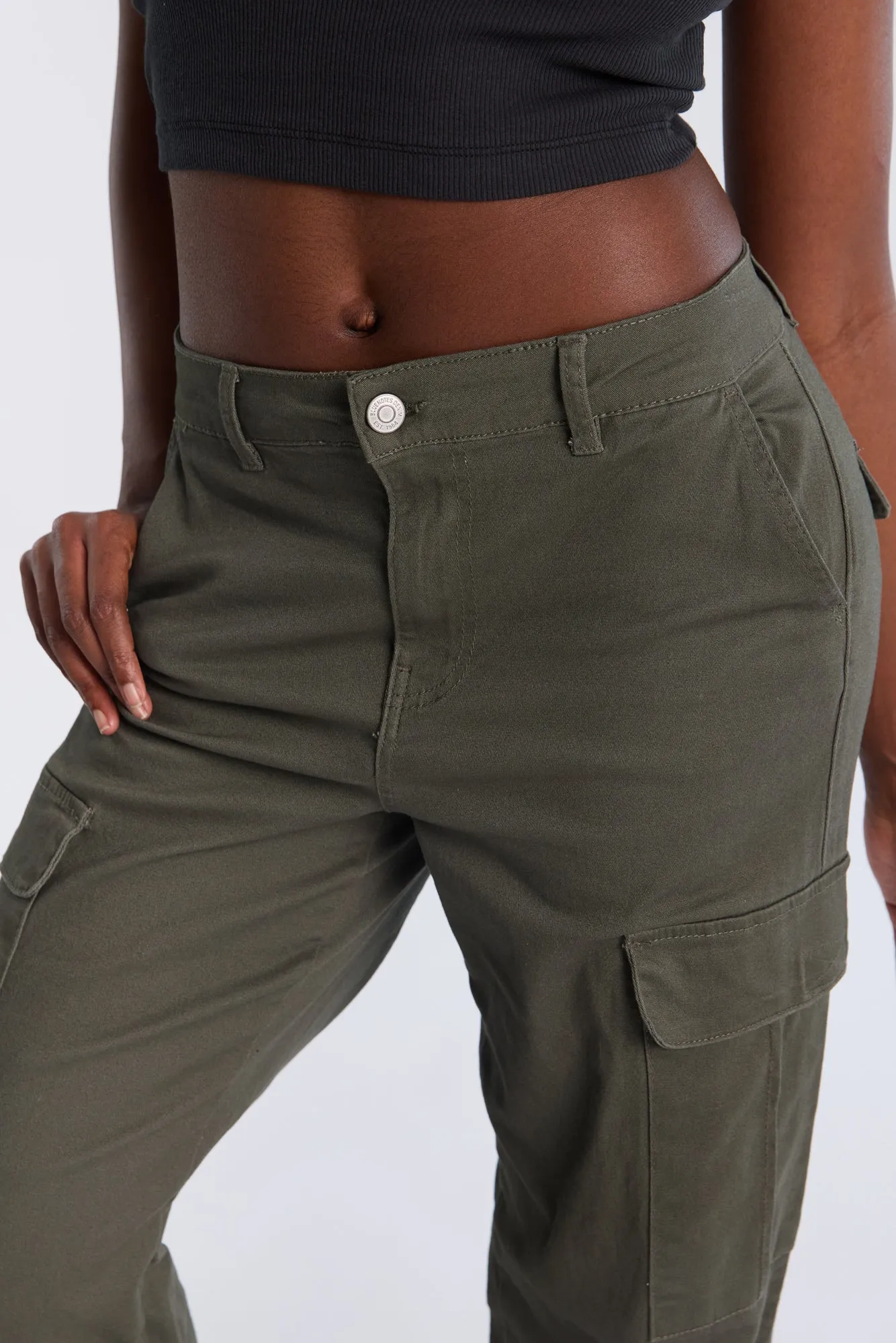 Super High Rise Wide Leg Cargo Twill Pants