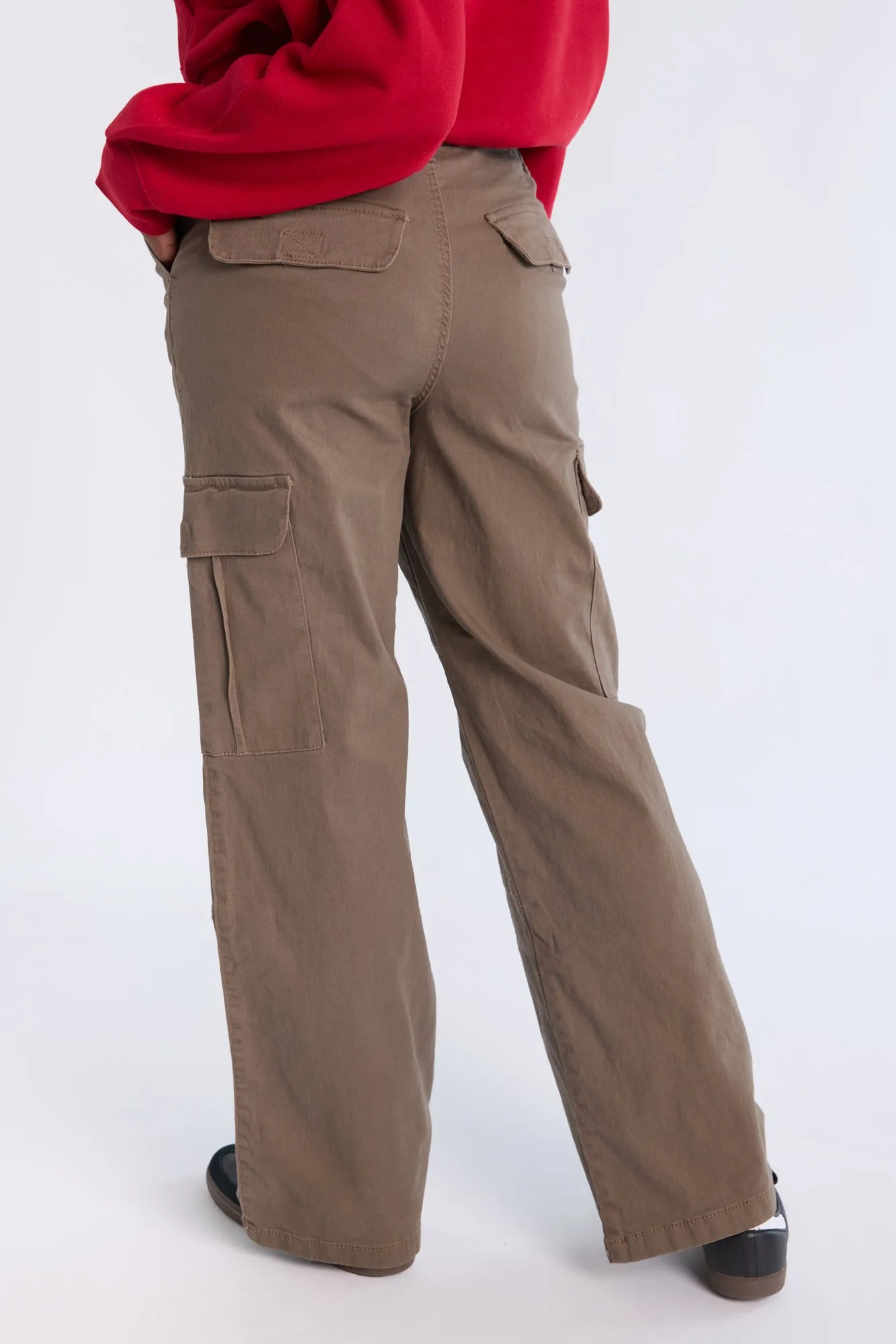 Super High Rise Wide Leg Cargo Twill Pants
