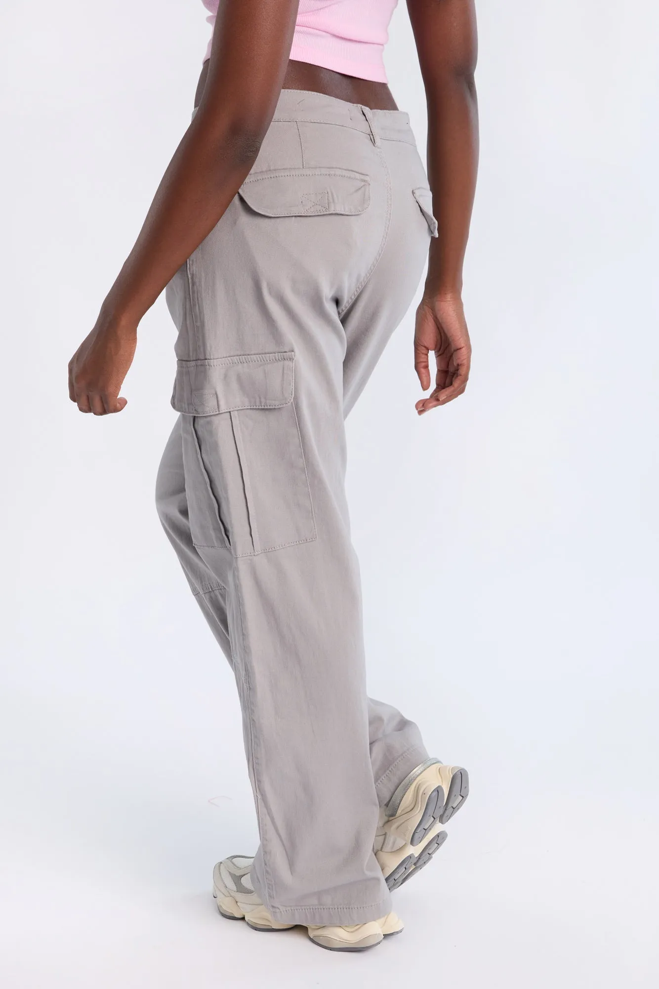 Super High Rise Wide Leg Cargo Twill Pants