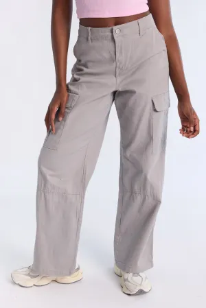 Super High Rise Wide Leg Cargo Twill Pants