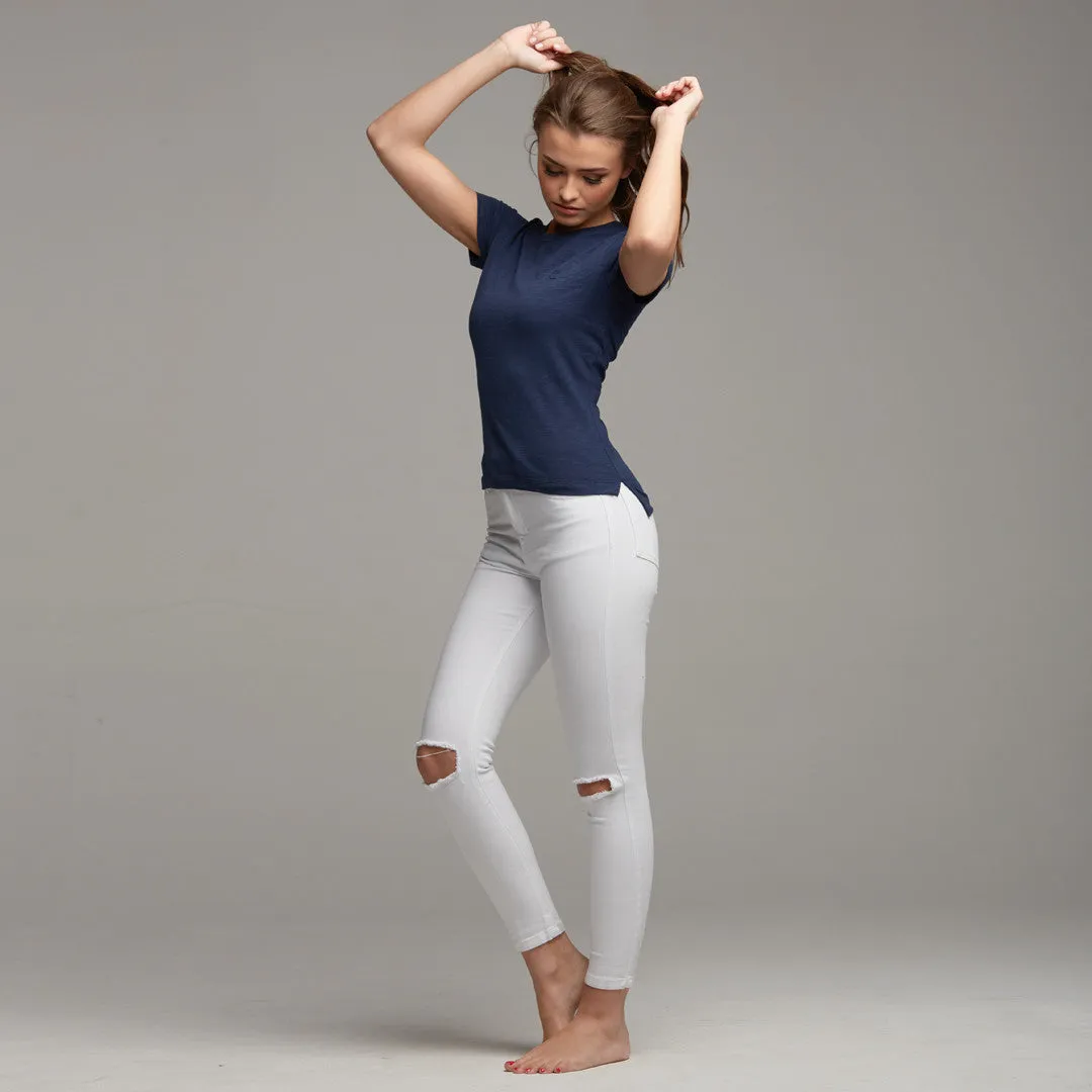 TEGAN NAVY SLUB TEE - CT053