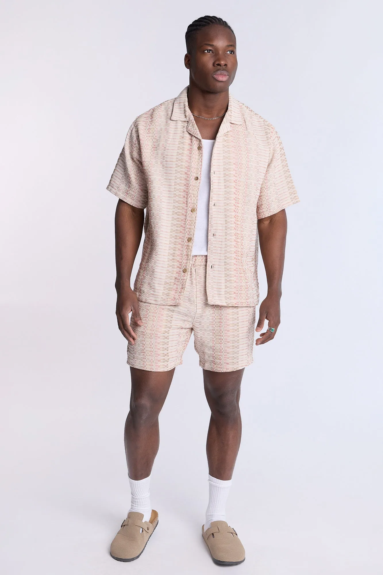 Textured Knit Pattern Shorts