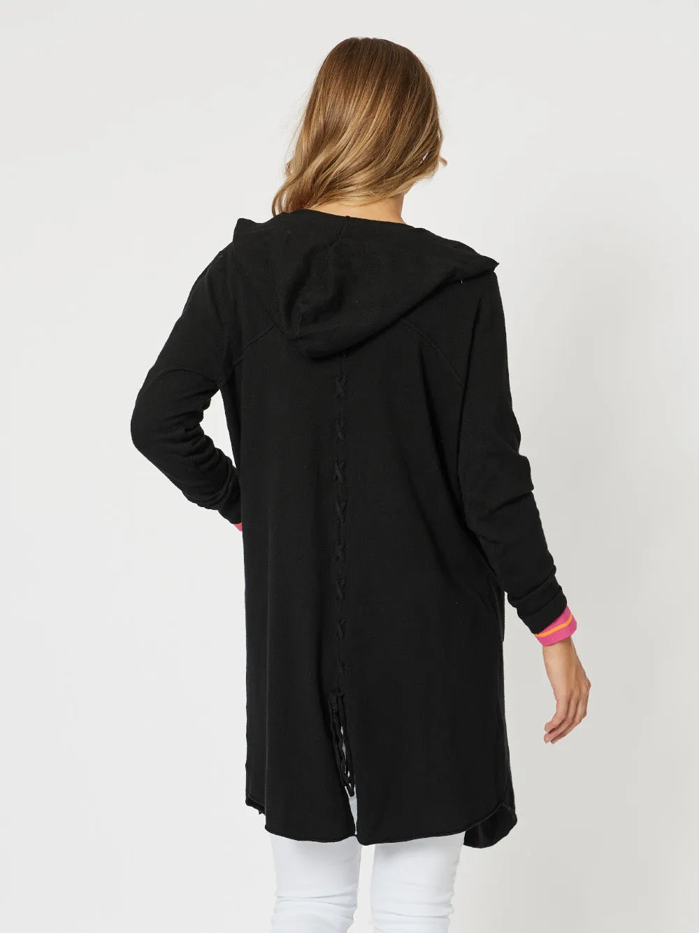 Threadz Ella Long Line Cardi Black