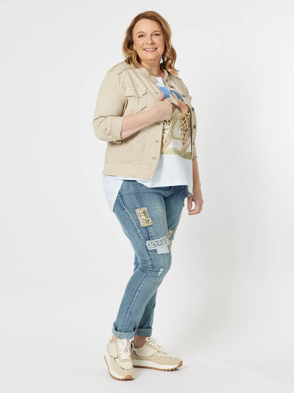 Threadz Military Denim Jacket Natural