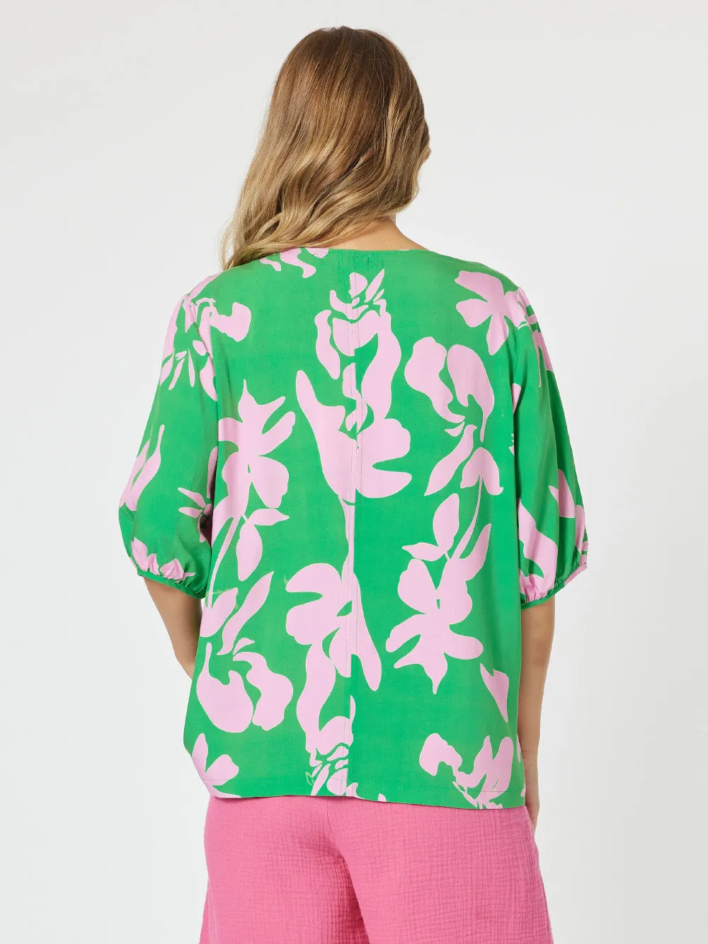 Threadz Spring V Neck Tunic Emerald