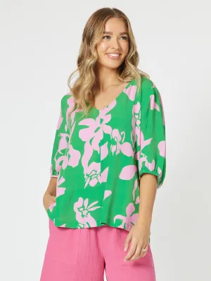 Threadz Spring V Neck Tunic Emerald