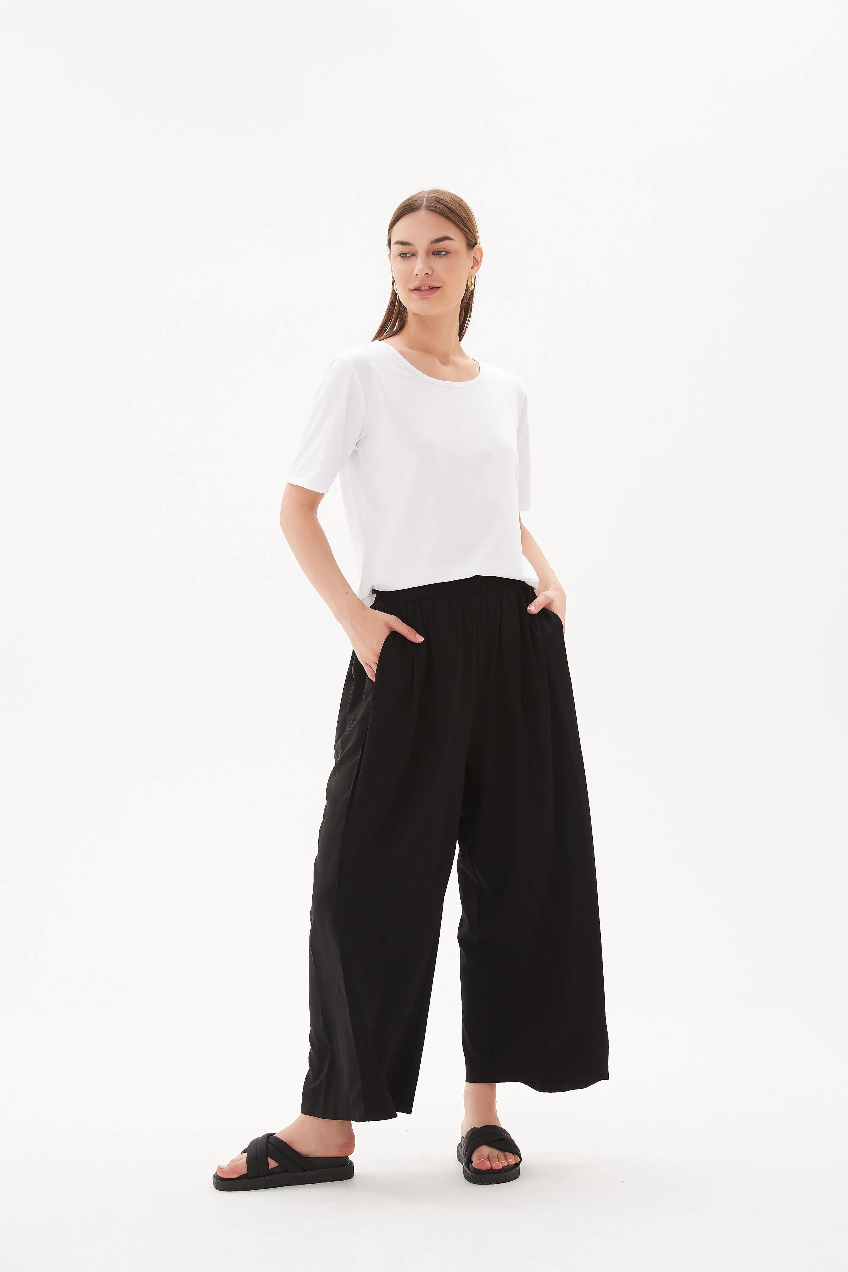 Tirelli Side Panel Palazzo Pant Black