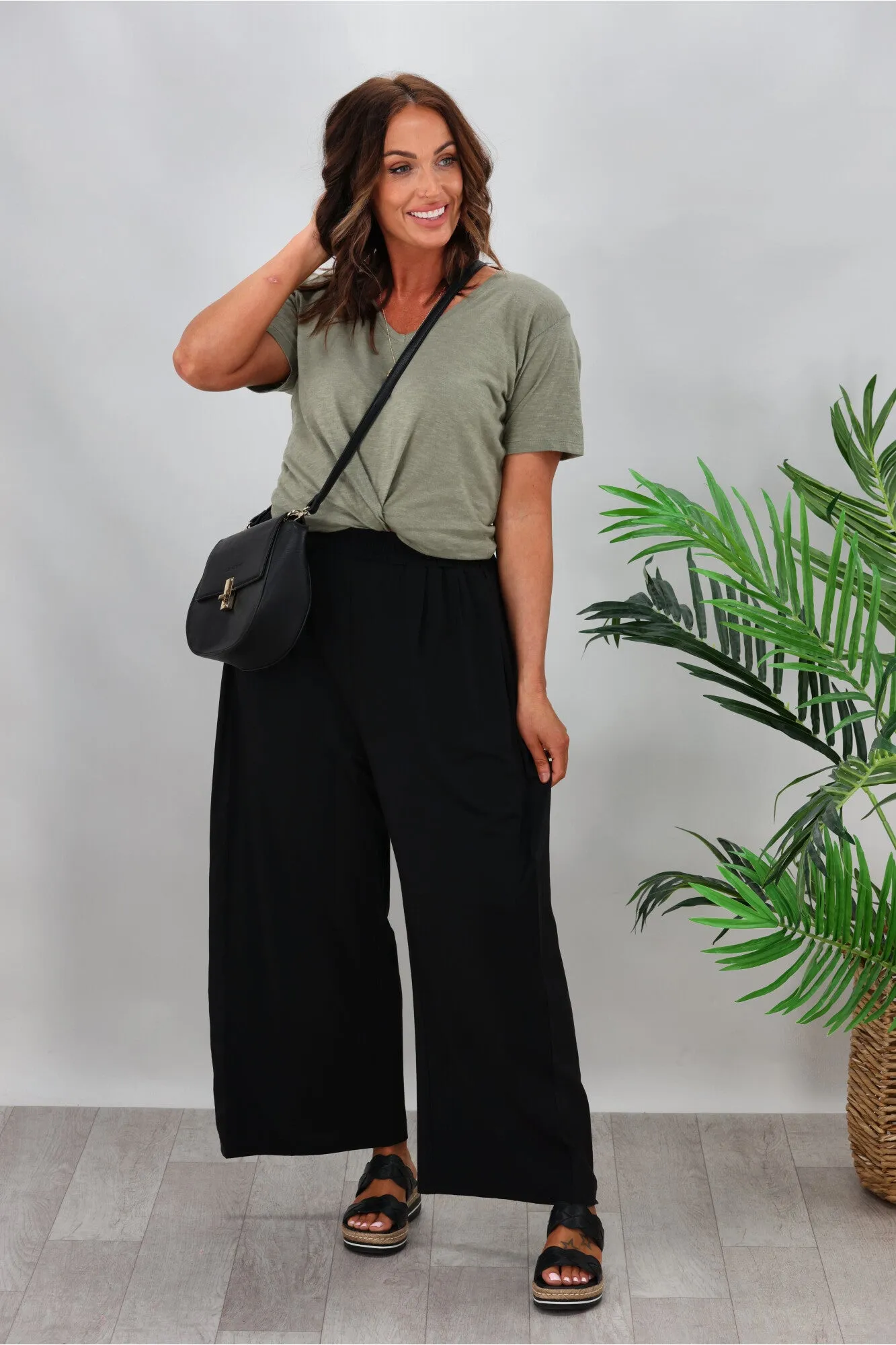 Tirelli Side Panel Palazzo Pant Black