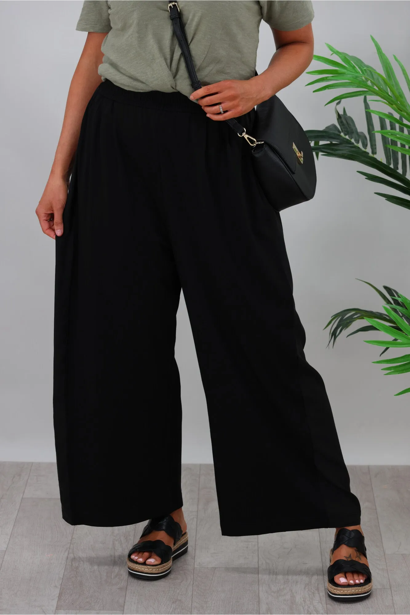 Tirelli Side Panel Palazzo Pant Black