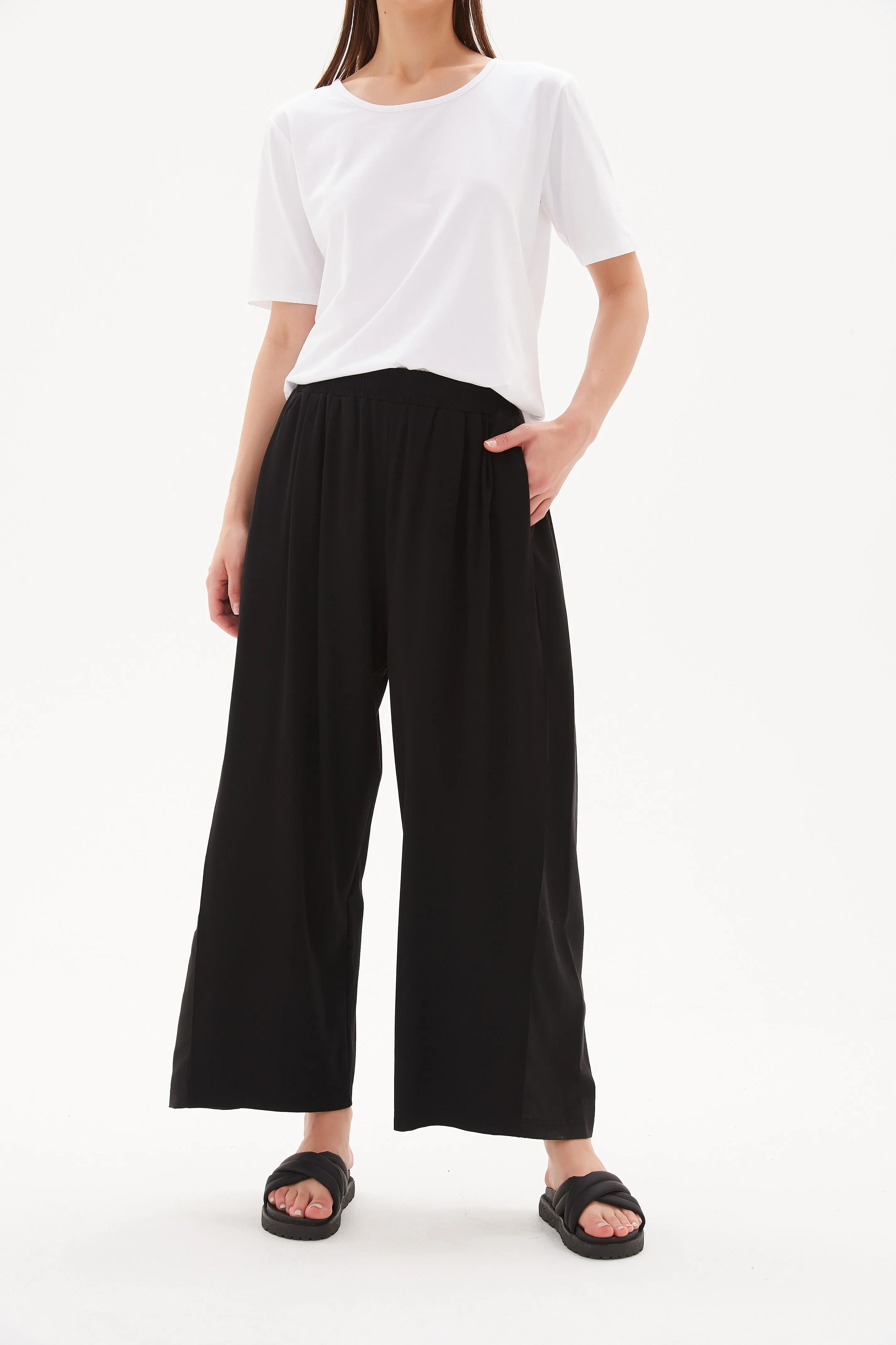 Tirelli Side Panel Palazzo Pant Black