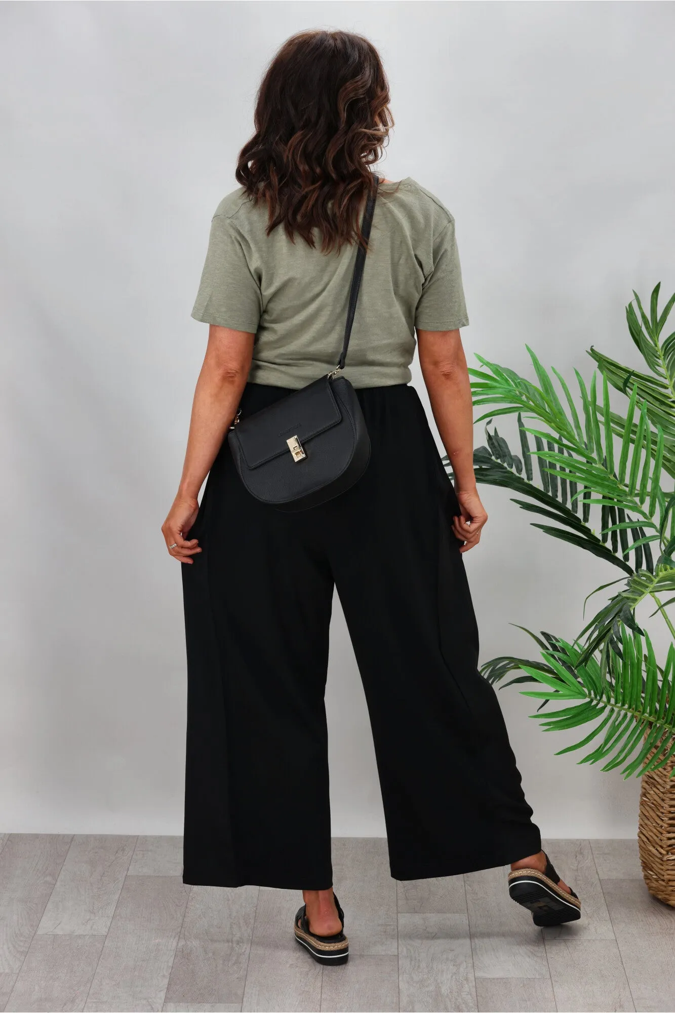Tirelli Side Panel Palazzo Pant Black