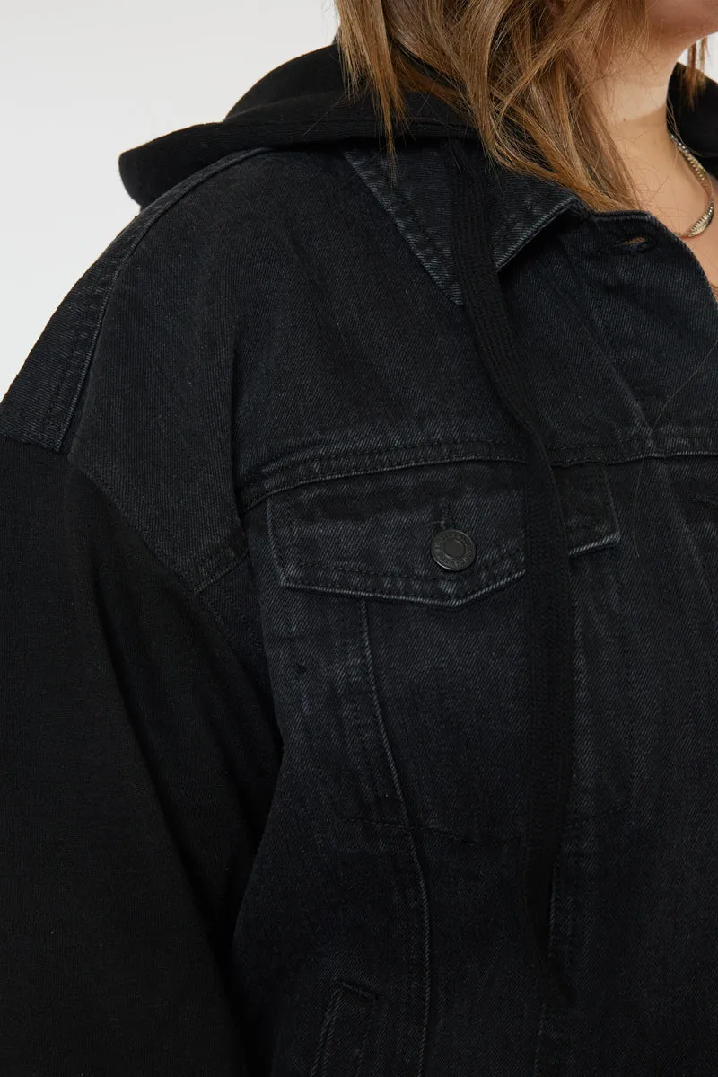 Tori Hooded Boyfriend Denim Jacket (Plus Size)