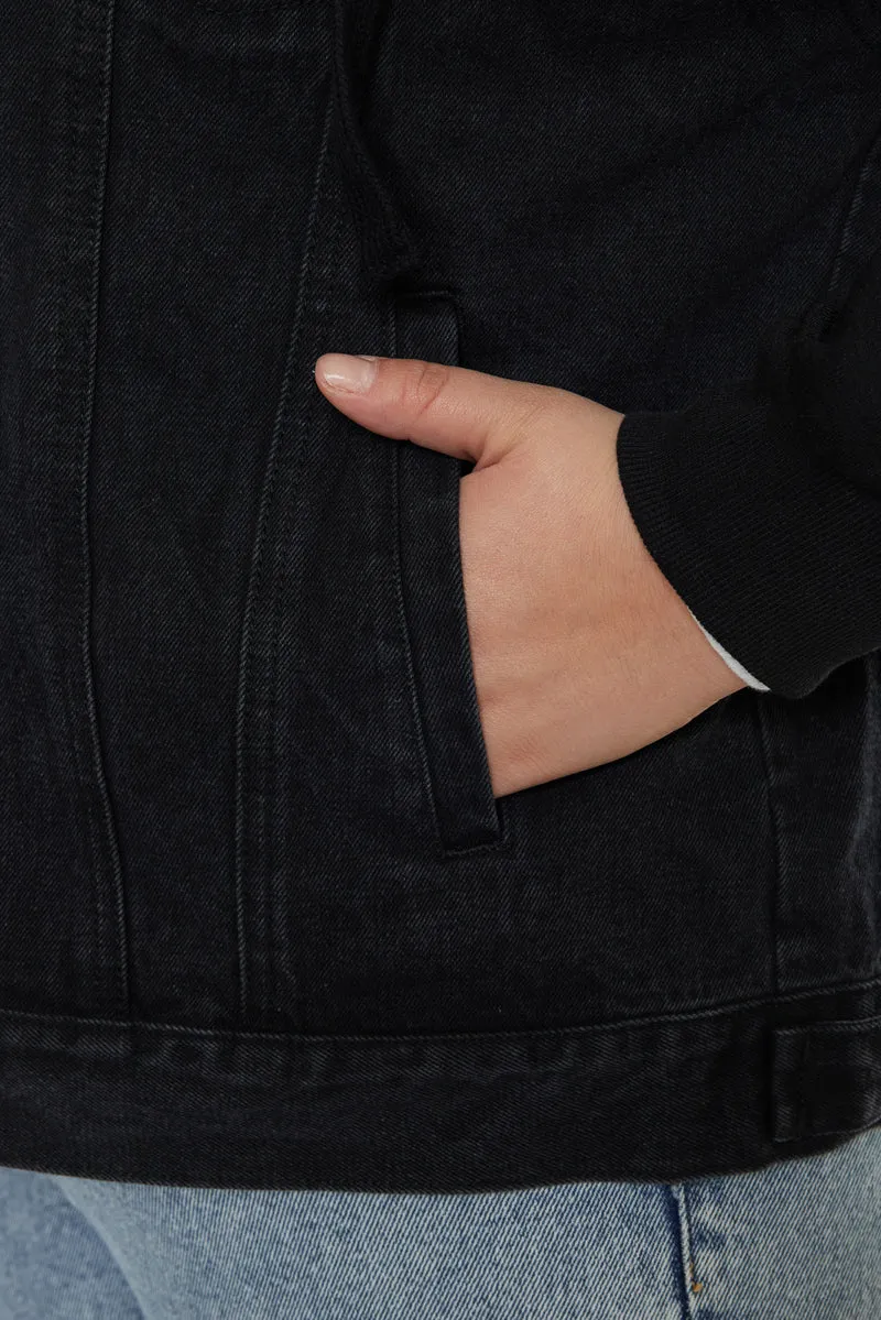Tori Hooded Boyfriend Denim Jacket (Plus Size)