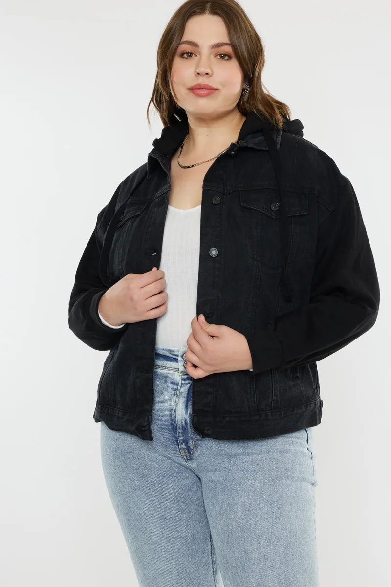 Tori Hooded Boyfriend Denim Jacket (Plus Size)