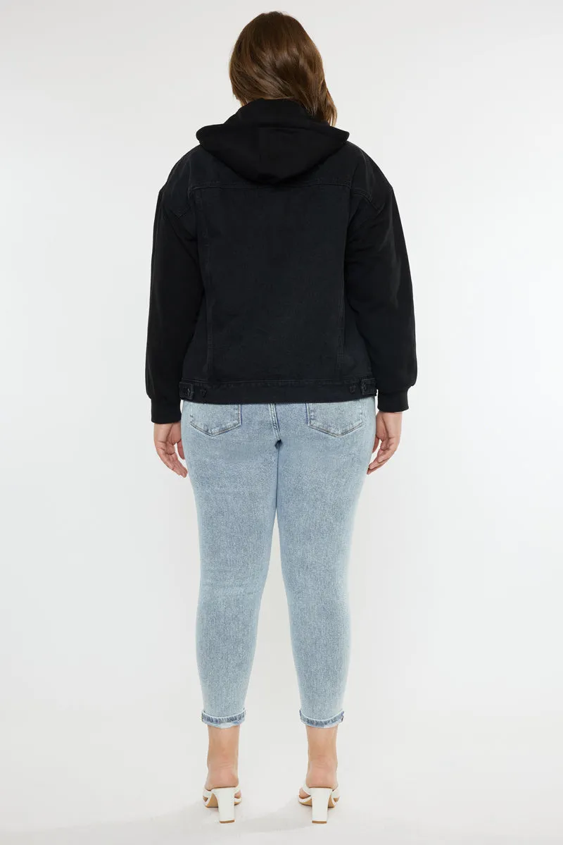 Tori Hooded Boyfriend Denim Jacket (Plus Size)