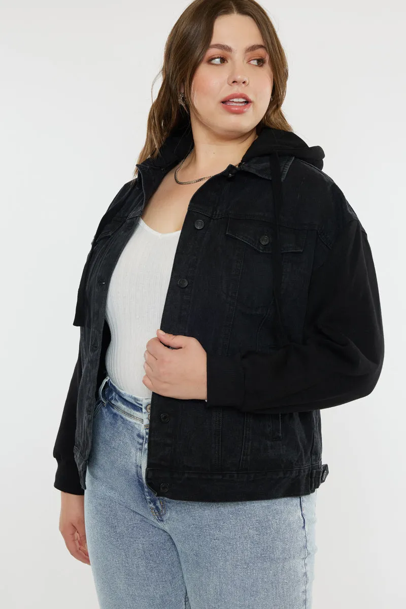 Tori Hooded Boyfriend Denim Jacket (Plus Size)