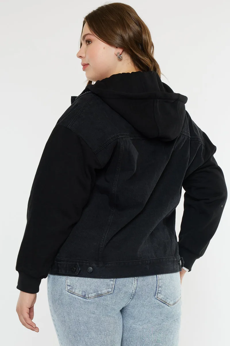 Tori Hooded Boyfriend Denim Jacket (Plus Size)