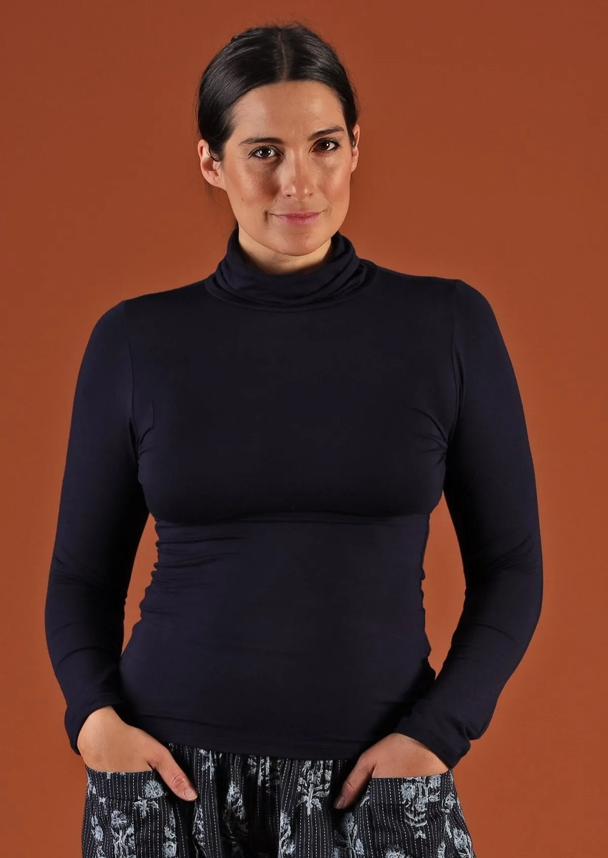 Turtleneck Top Navy Blue