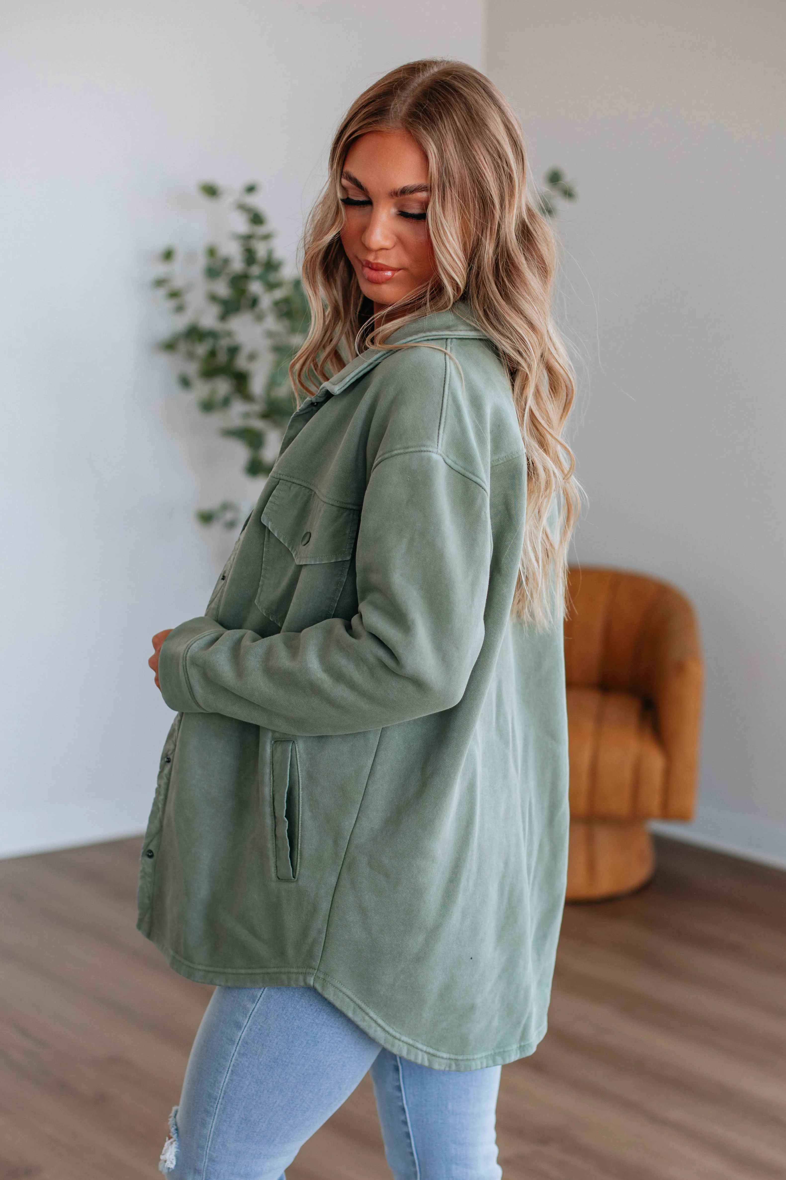 Venus Snap Shacket - Fern