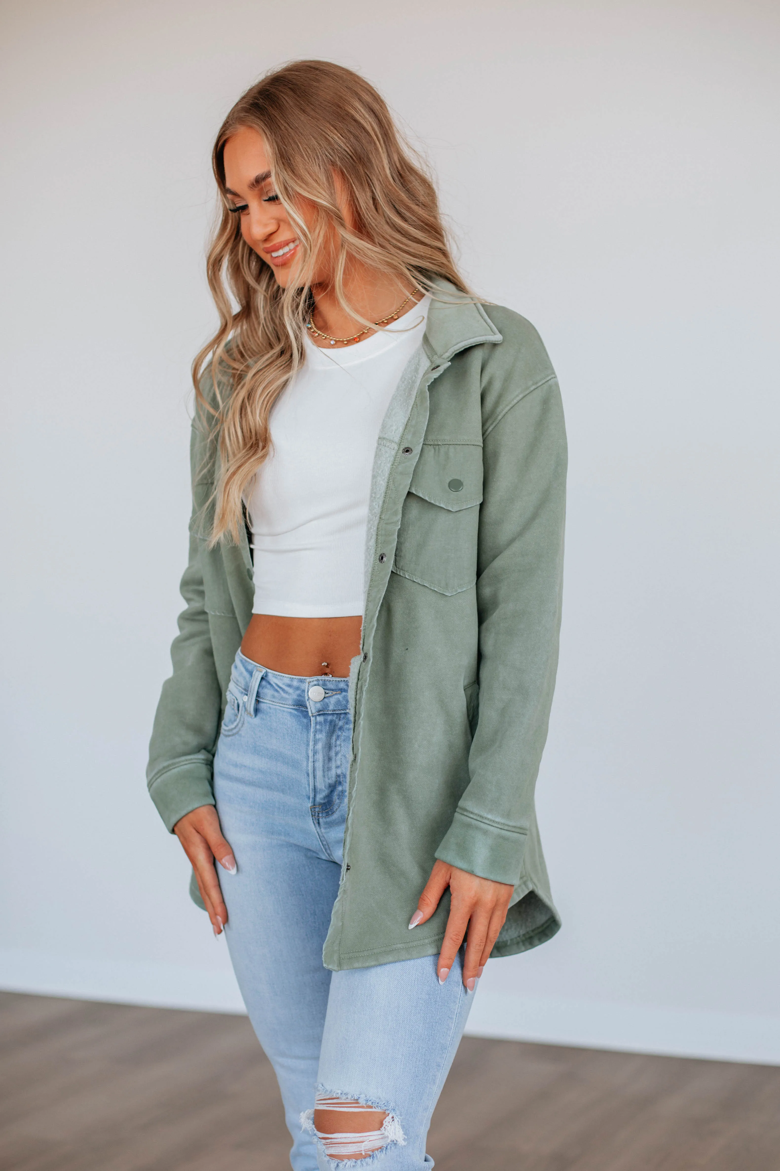 Venus Snap Shacket - Fern