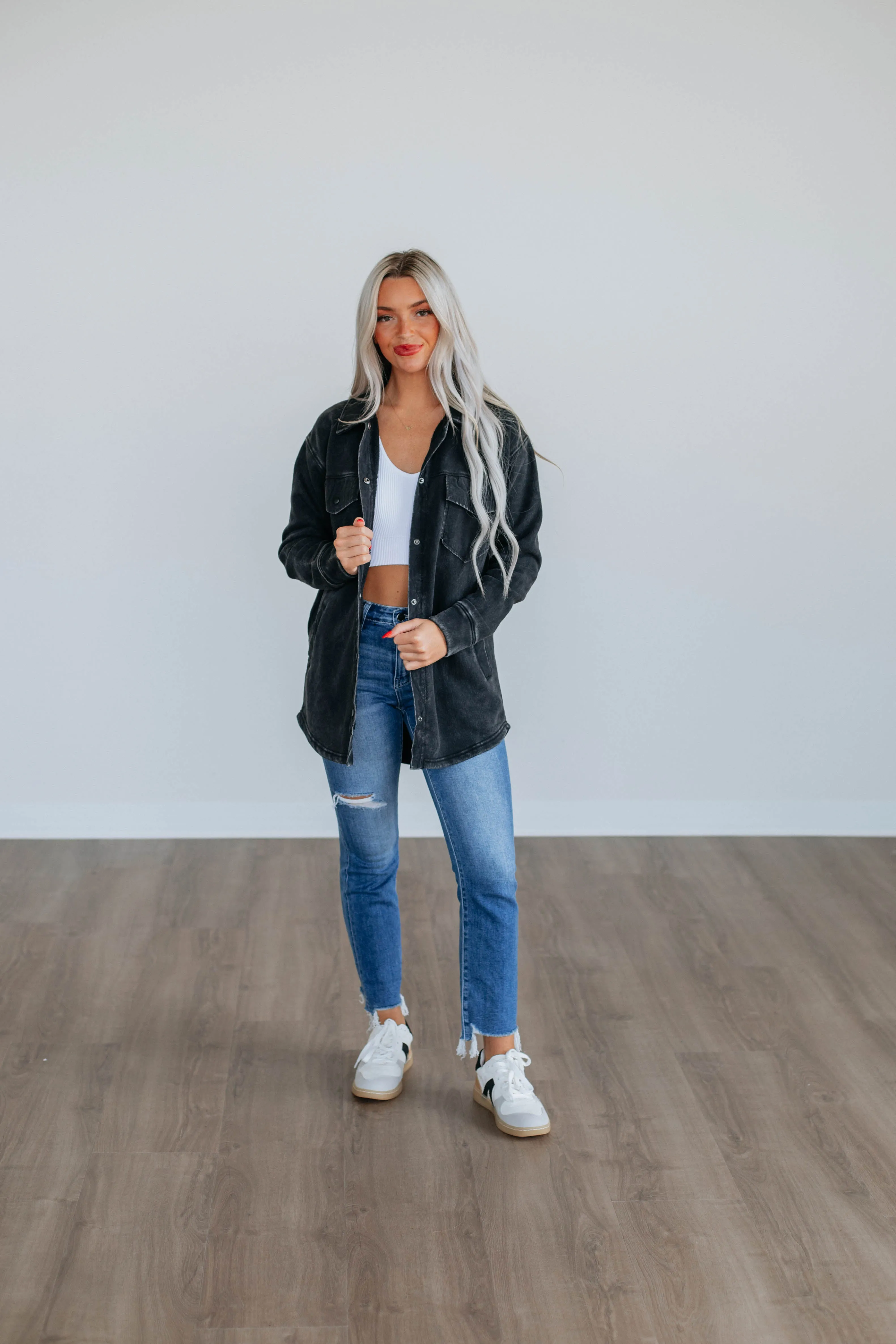 Venus Snap Shacket - Vintage Black
