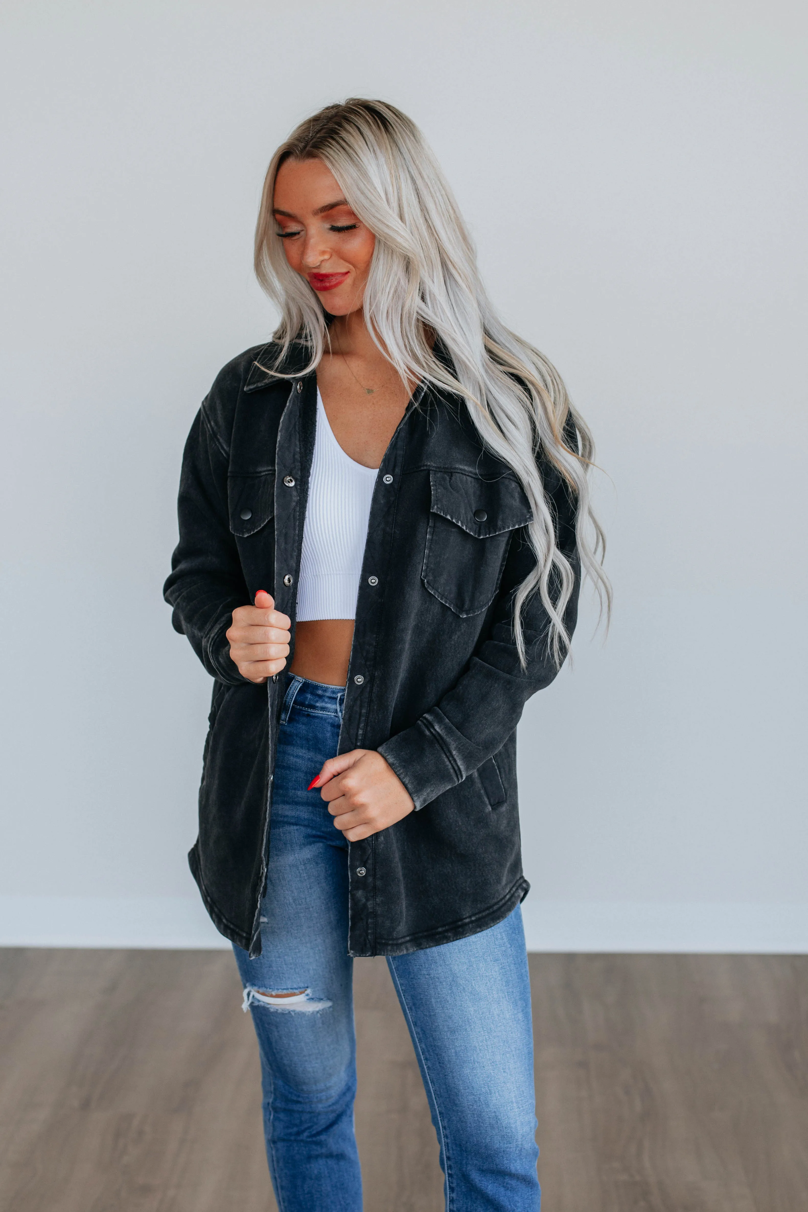 Venus Snap Shacket - Vintage Black