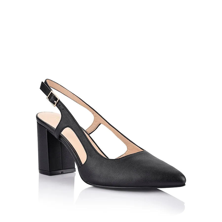 Verali Enrique Sling Back Block Heels Black