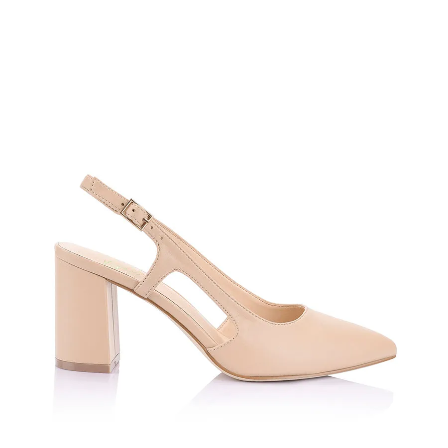 Verali Enrique Sling Back Block Heels Nude