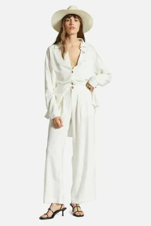 Vintage Linen Blend Wide Leg Pant - Off White