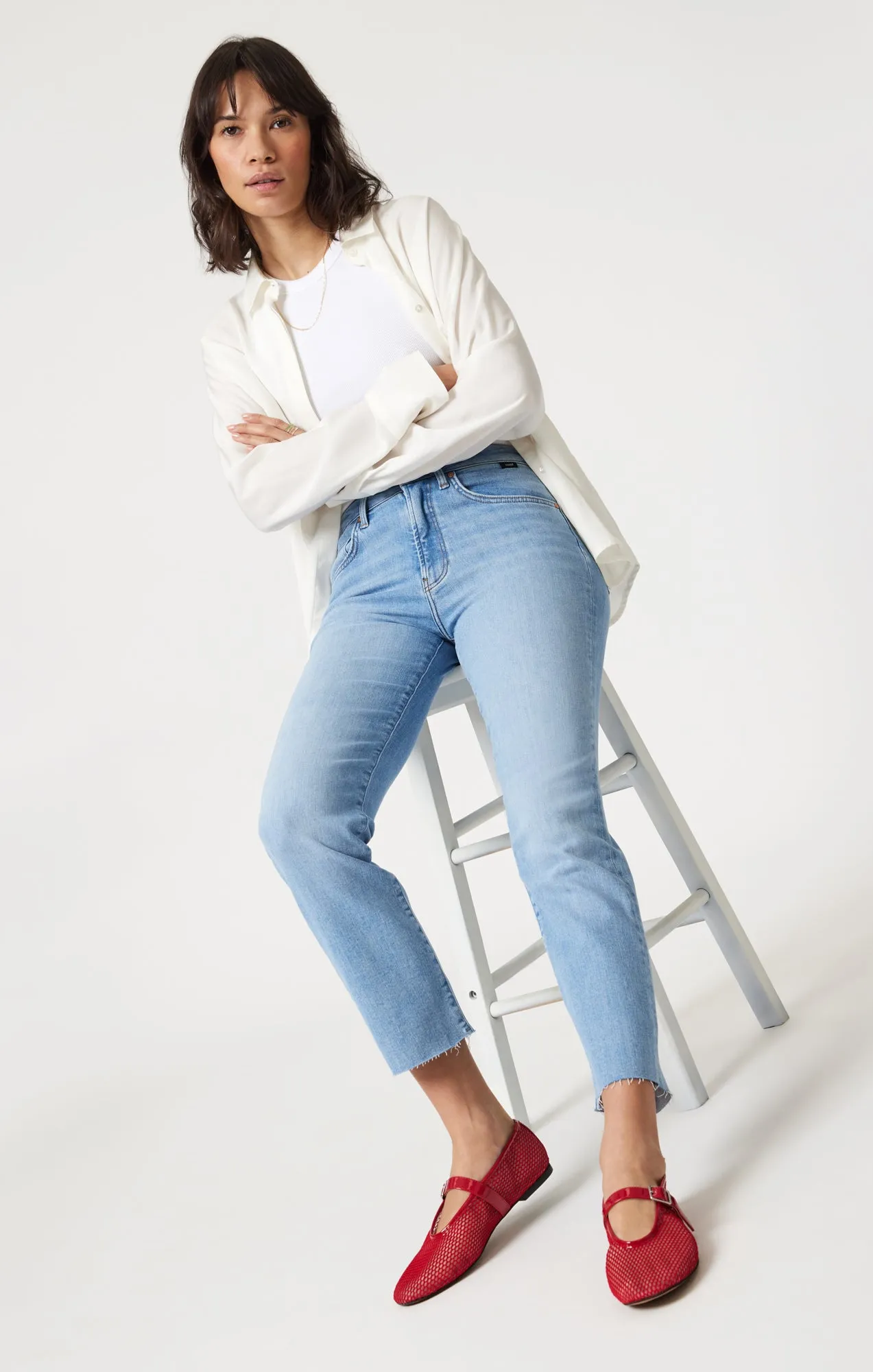 VIOLA STRAIGHT LEG IN LIGHT BRUSHED FLEX BLUE
