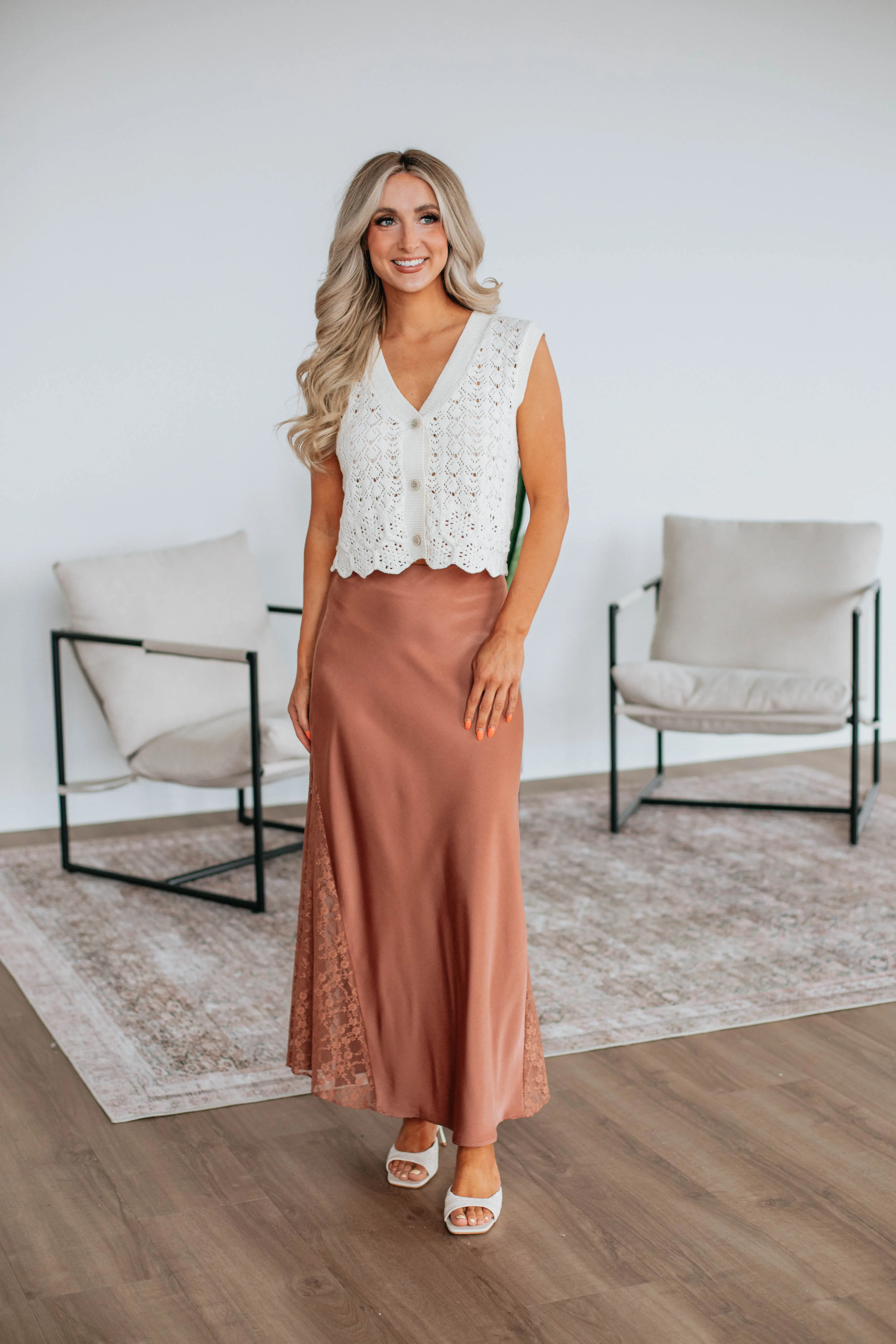 Vivian Lace Skirt - Clay