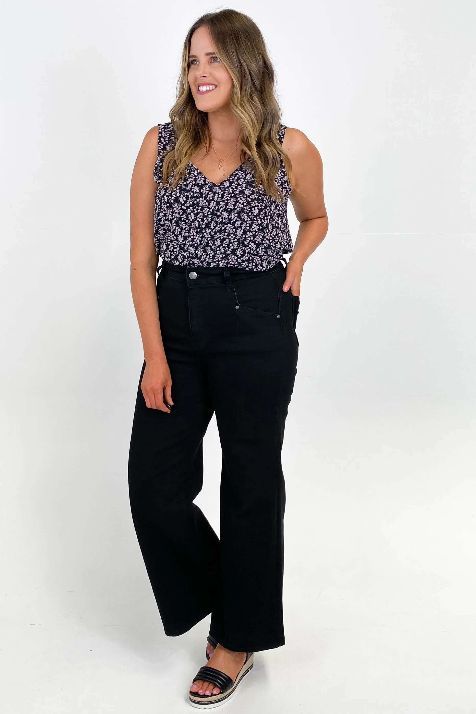 Wakee Natalia Wide Leg Jean Black