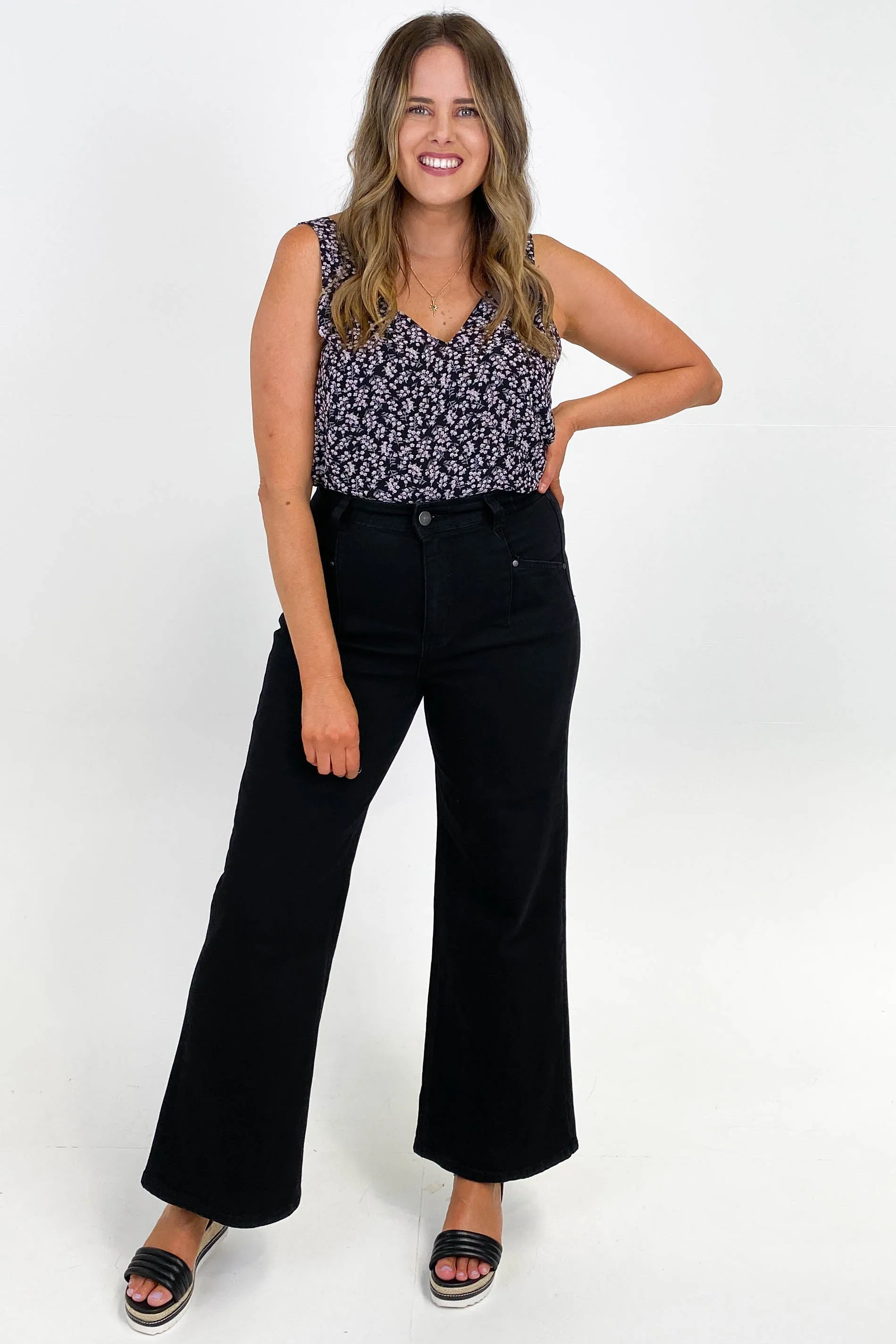 Wakee Natalia Wide Leg Jean Black