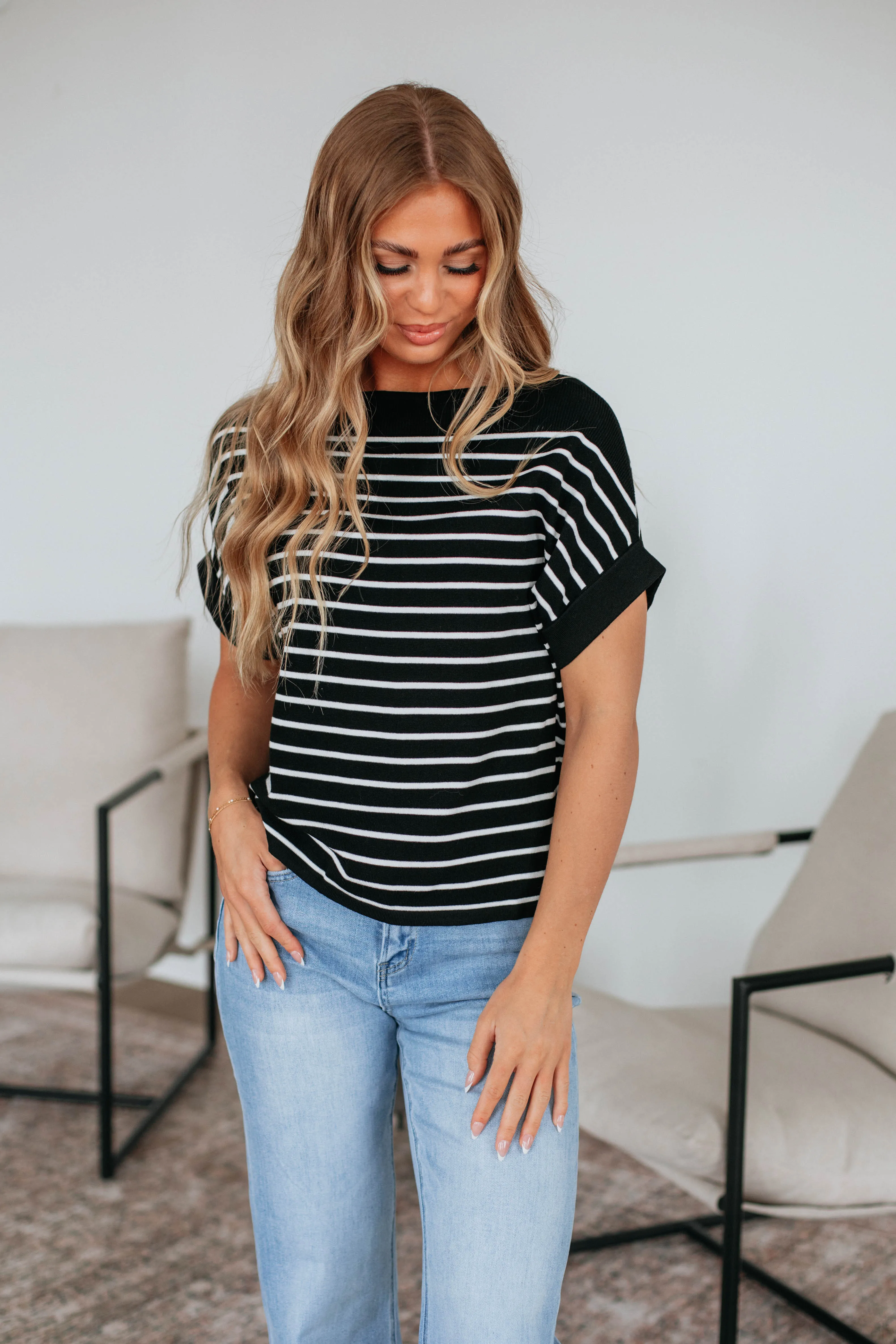Wesson Striped Top - Black Mix